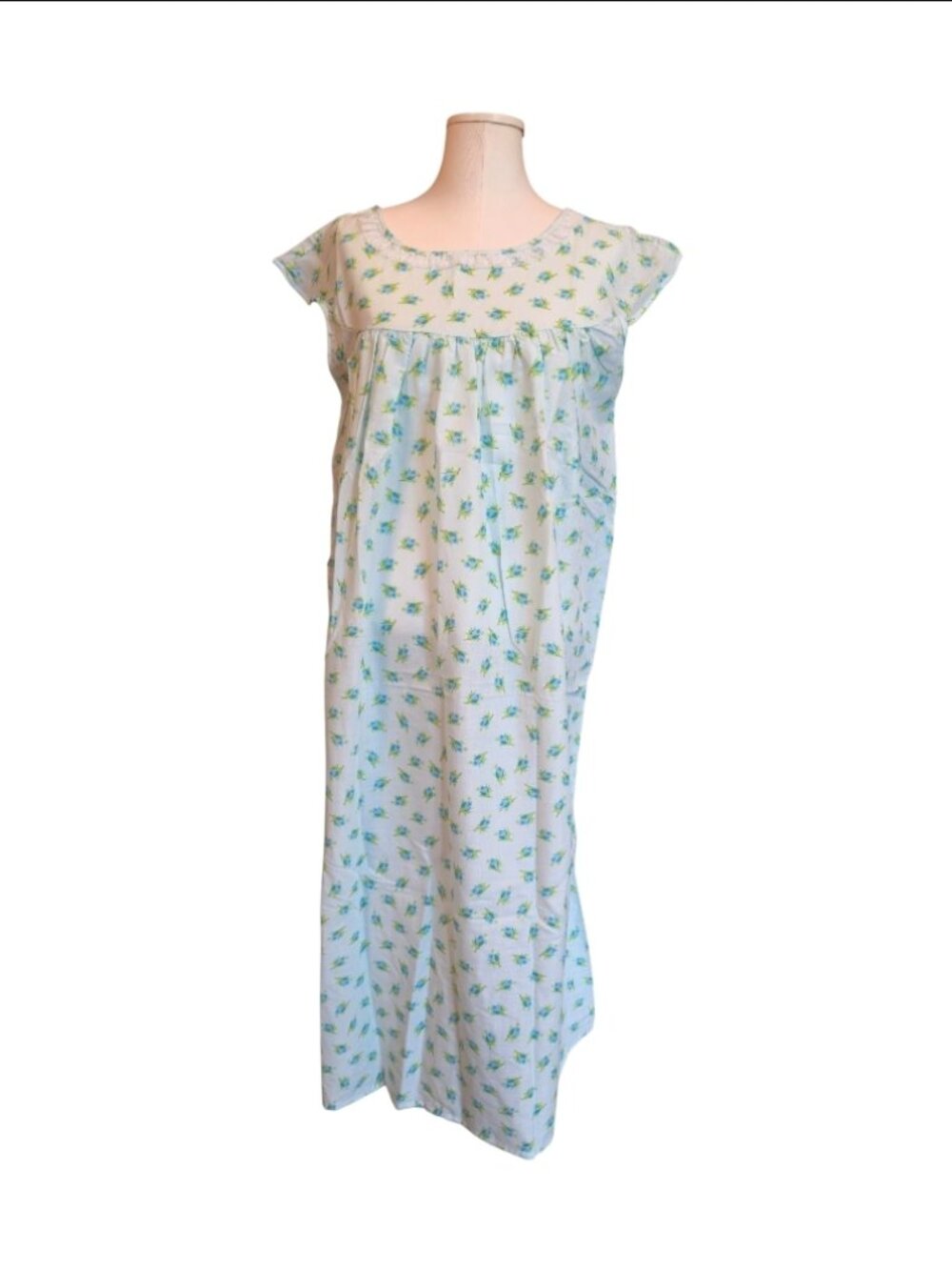 Vtg Kickaway cotton night day house gown grannycore cottagecore traditional XL